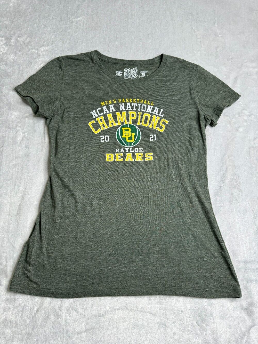 Retro Brand T Shirt Baylor Bears Mens Basketball NCAA National Campions Womens S